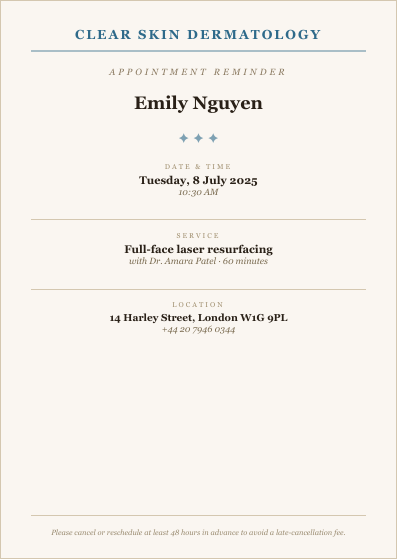 Appointment card (elegant)